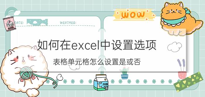 如何在excel中设置选项 表格单元格怎么设置是或否？